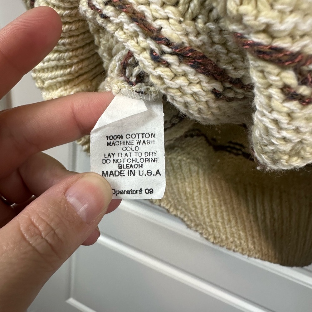 Vintage Trader Bay 501 Made in the USA Grandpa Textured Sweater in Cream Size M - Picture 4 of 8